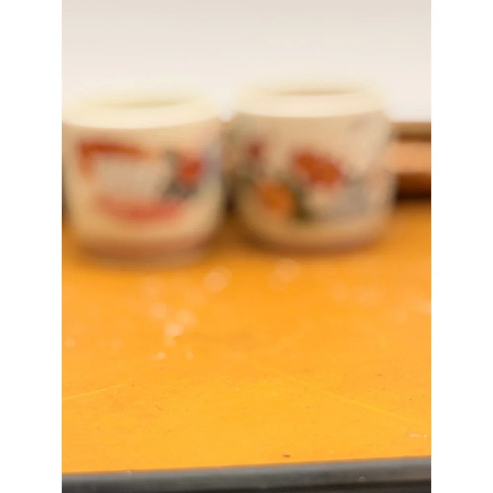 Vintage Japanese Sake Cup Set 2 Ceramic Floral Calligraphy Ochoko Made in Japan